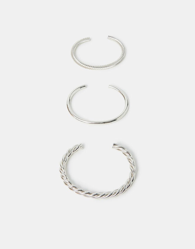 Accessorize 3-Pack Twisted Bangles Silver