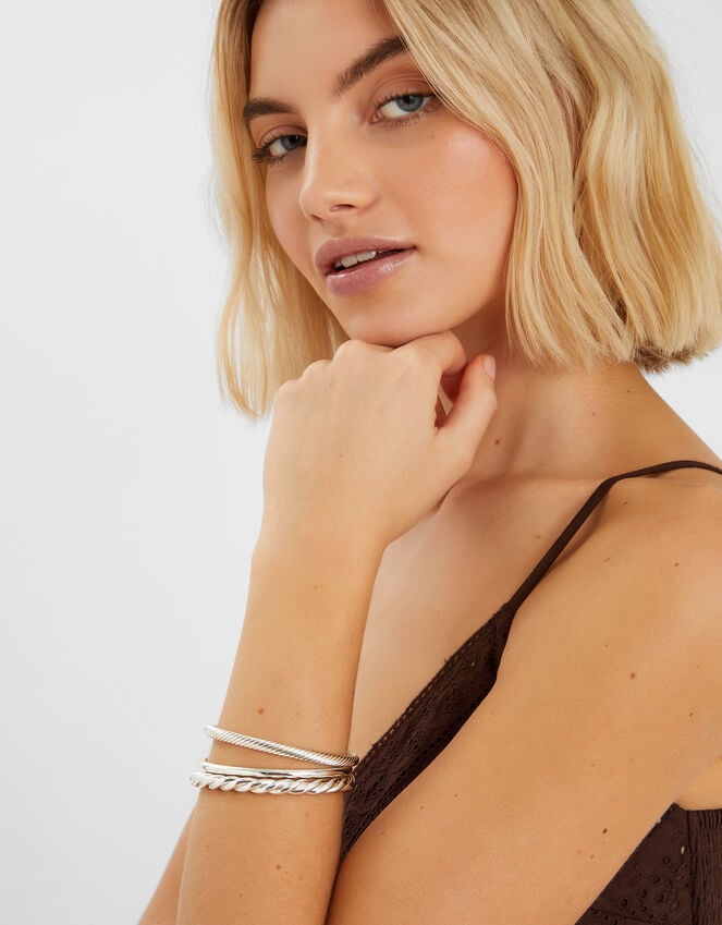 Accessorize 3-Pack Twisted Bangles Silver