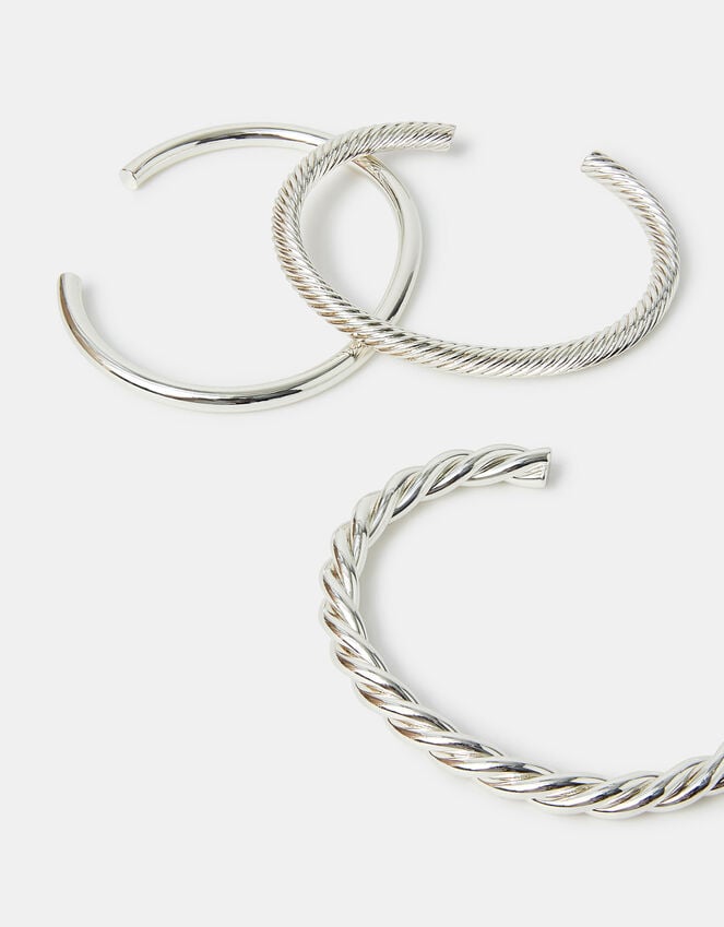 accessorize 3-Pack Twisted Bangles Silver