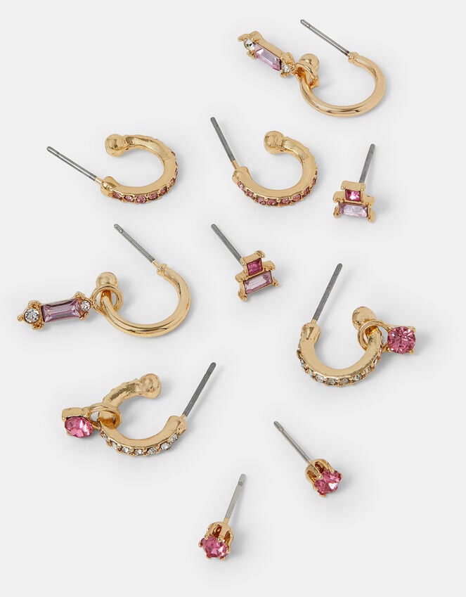 accessorize 5-Pack Gem Diamante Stud & Hoop Earrings