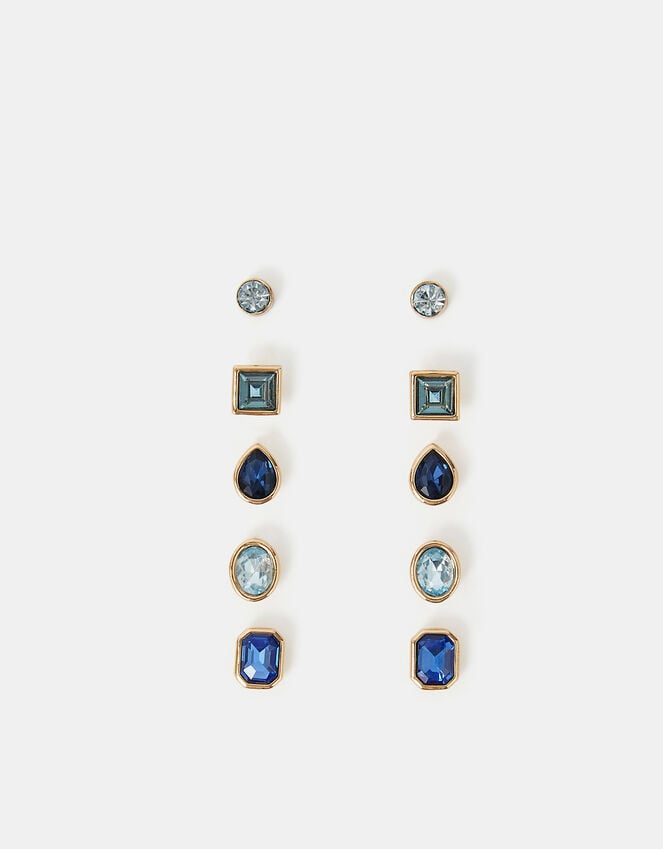 Accessorize 5-Pack Gem Stud Earrings Blue