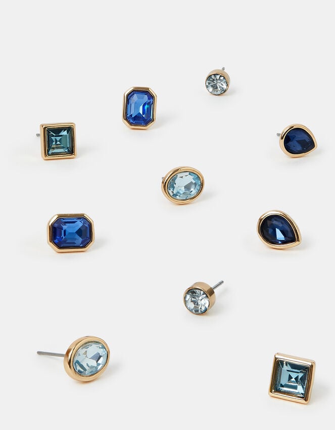 accessorize 5-Pack Gem Stud Earrings Blue