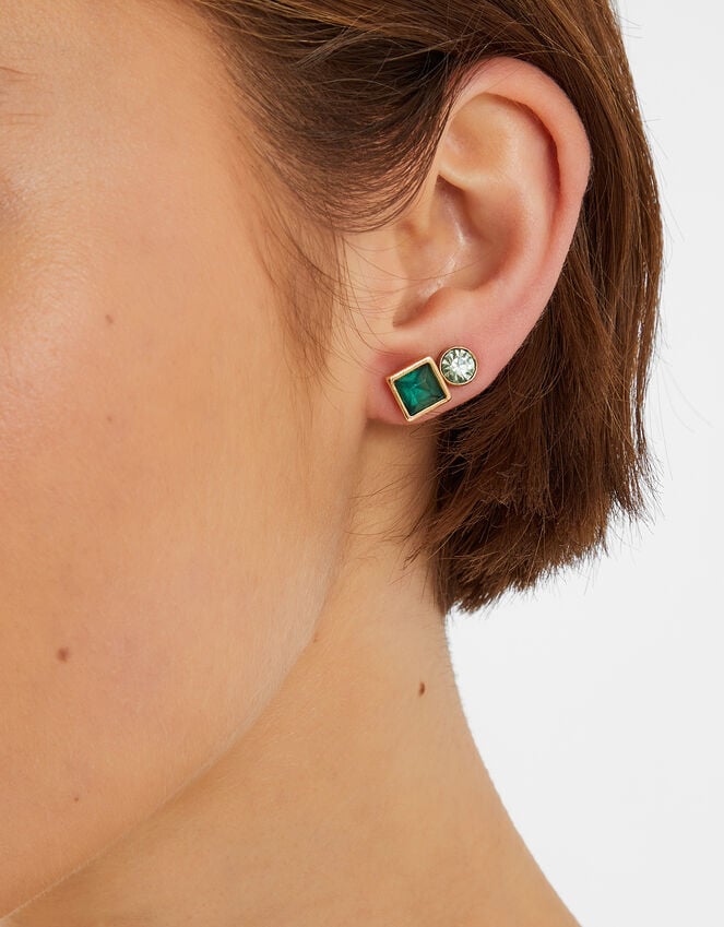Accessorize 5-Pack Gem Stud Earrings Green