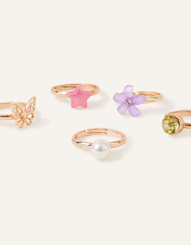 Accessorize 5-Pack Girls Adjustable Rings