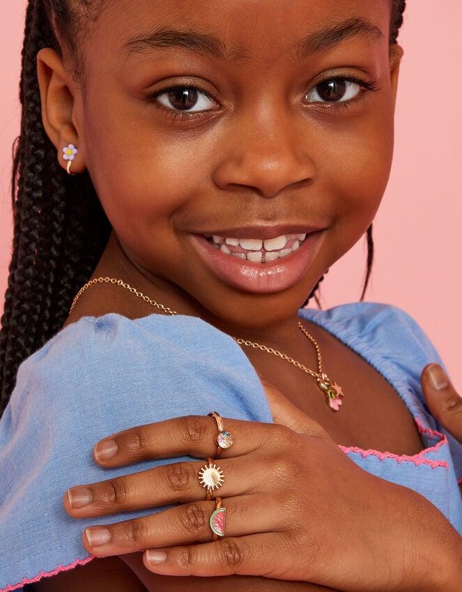 Accessorize 5-Pack Girls Fruit Adjustable Rings