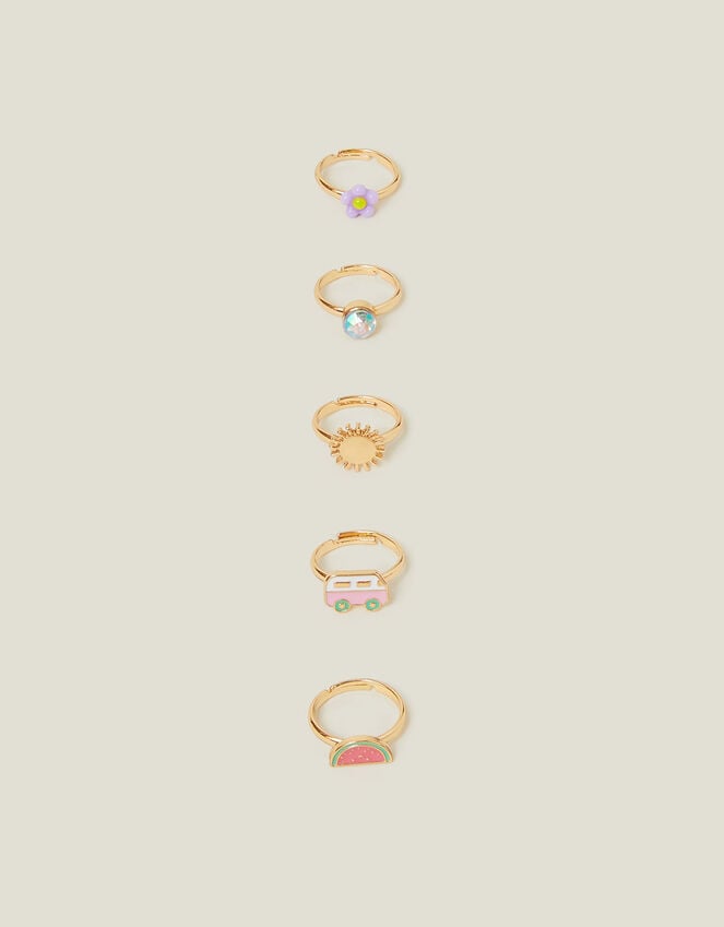 accessorize 5-Pack Girls Fruit Adjustable Rings