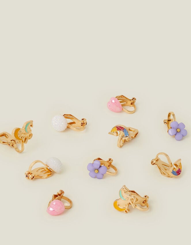 Accessorize 5-Pack Girls Unicorn Clip On Earrings