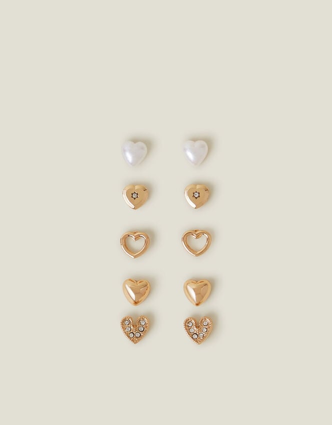 Accessorize 5-Pack Heart Stud Earrings