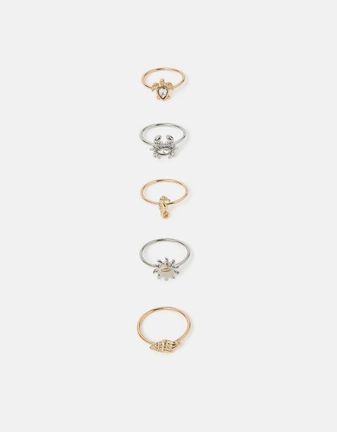 Accessorize 5-Pack Sea Friends Rings Gold