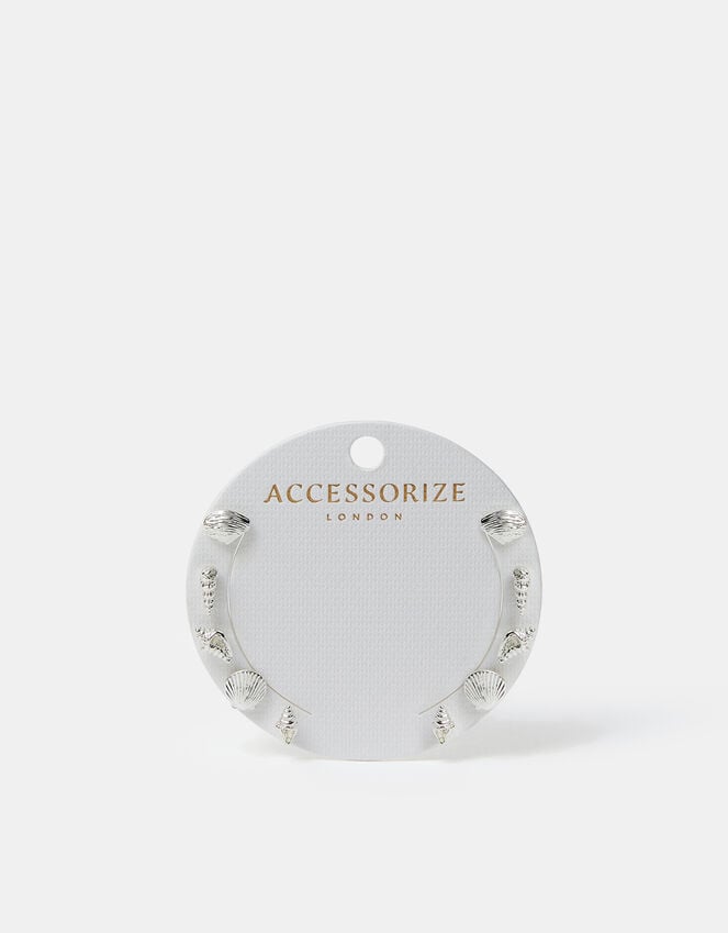 Accessorize 5-Pack Seashell Stud Earrings Silver