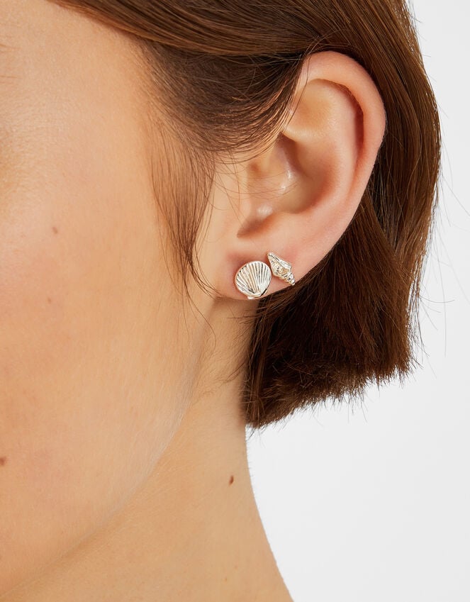 Accessorize 5-Pack Seashell Stud Earrings Silver