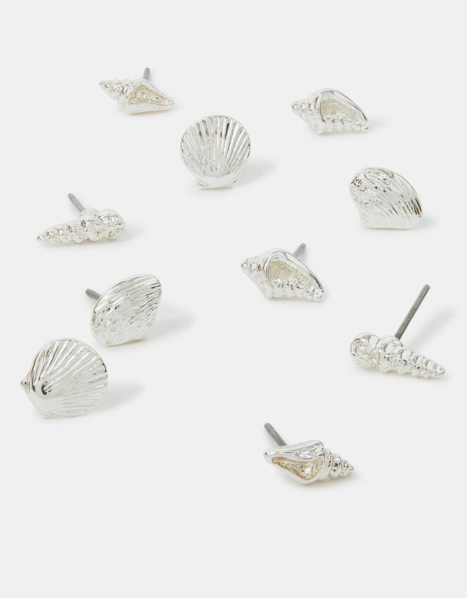 accessorize 5-Pack Seashell Stud Earrings Silver
