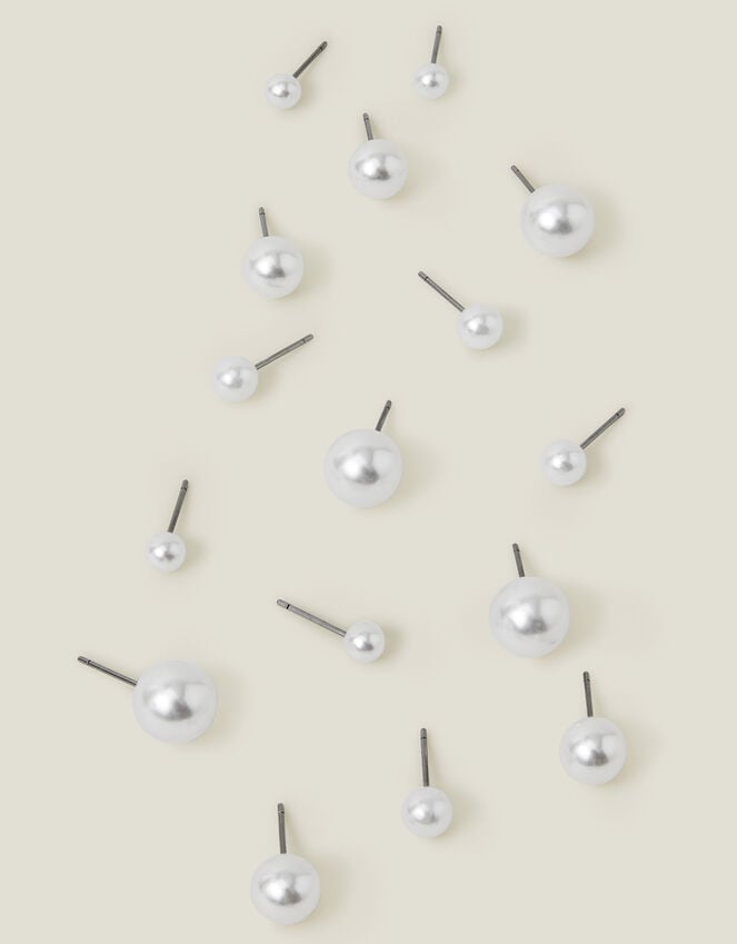 accessorize 8-Pack Faux Pearl Stud Earrings