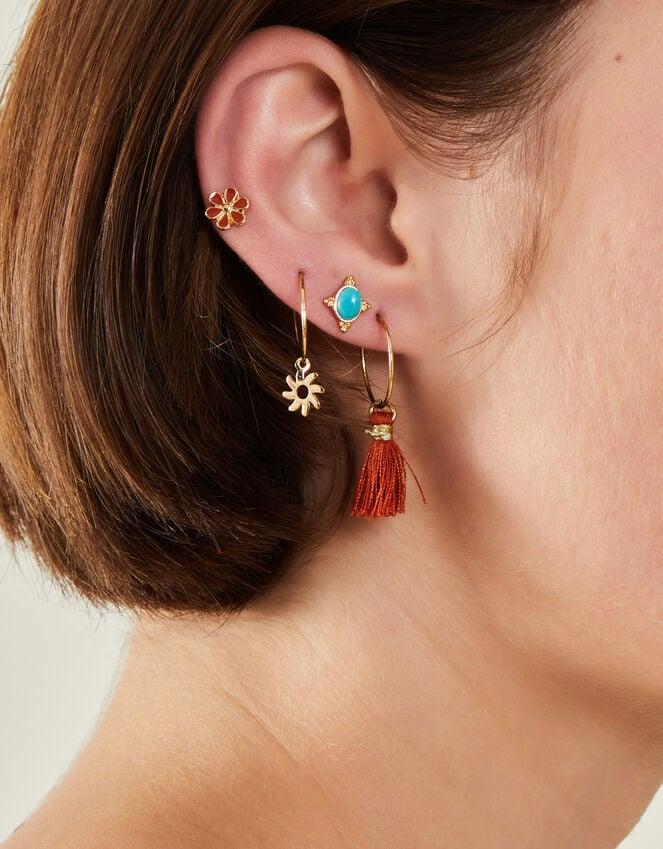 Accessorize 8-Pack Flower Hoop And Stud Earrings