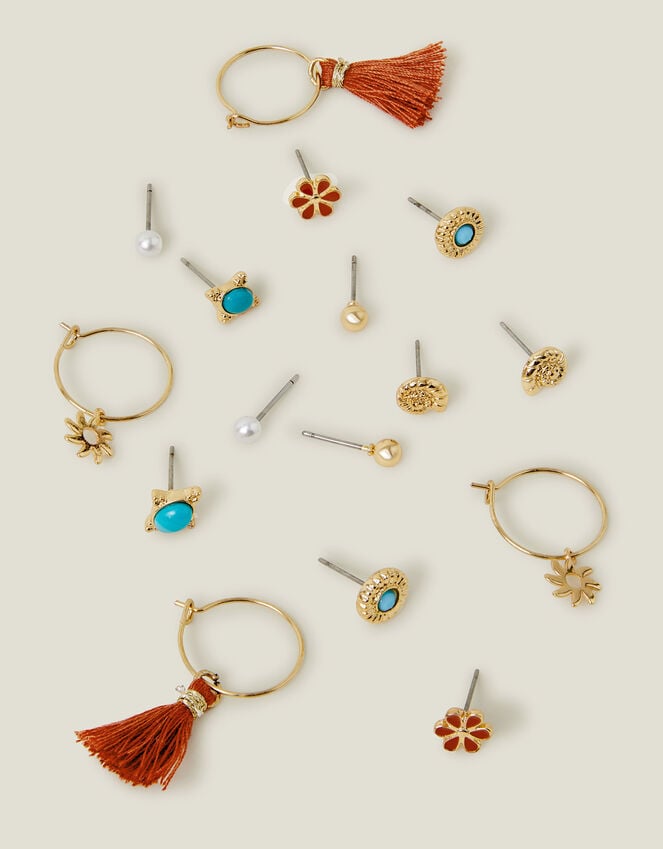 accessorize 8-Pack Flower Hoop and Stud Earrings