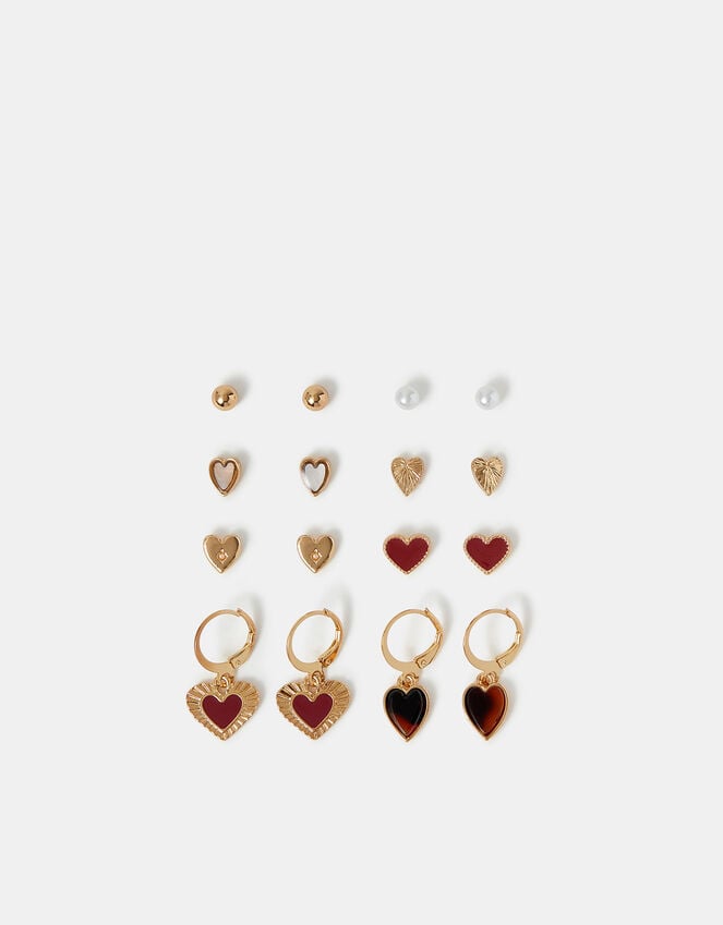 Accessorize 8-Pack Heart Stud & Hoop Earrings