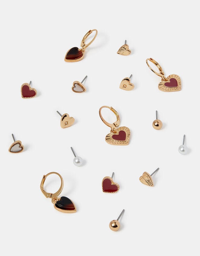 accessorize 8-Pack Heart Stud & Hoop Earrings