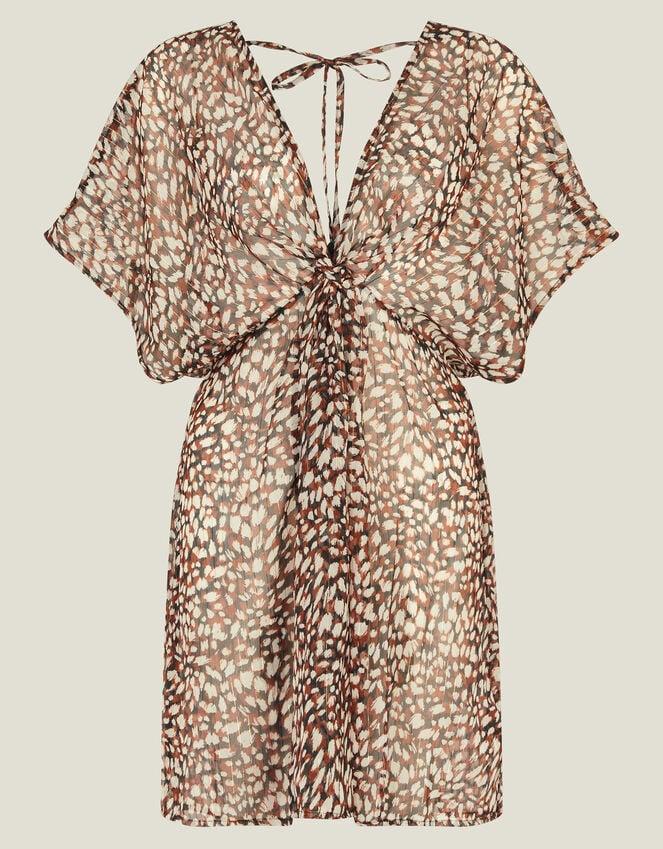Accessorize Animal Print Chiffon Kaftan Brown