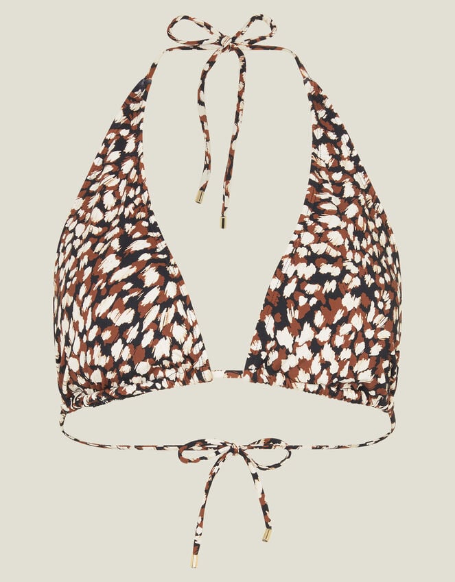 Accessorize Animal Print Halter Bikini Top Brown