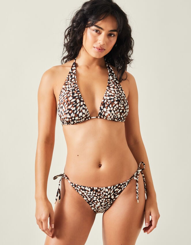 accessorize Animal Print Halter Bikini Top Brown