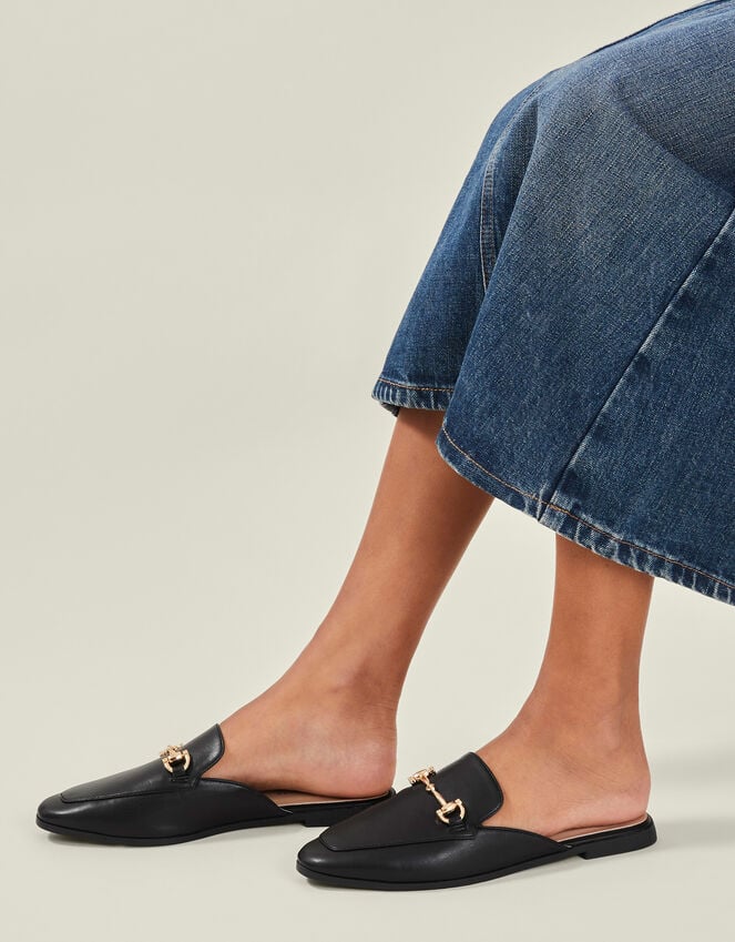 Accessorize Backless Metal Bar Loafers Black