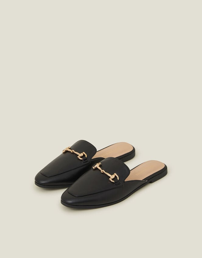 accessorize Backless Metal Bar Loafers Black
