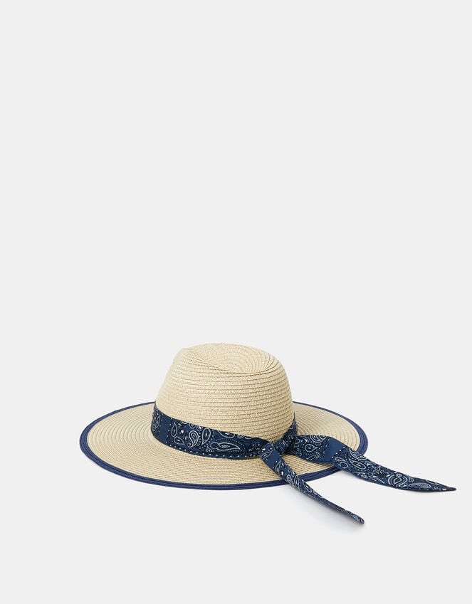Accessorize Bandana Straw Fedora Hat