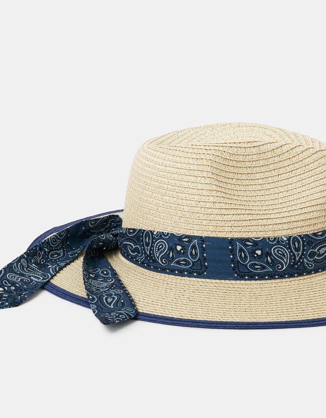 Accessorize Bandana Straw Fedora Hat