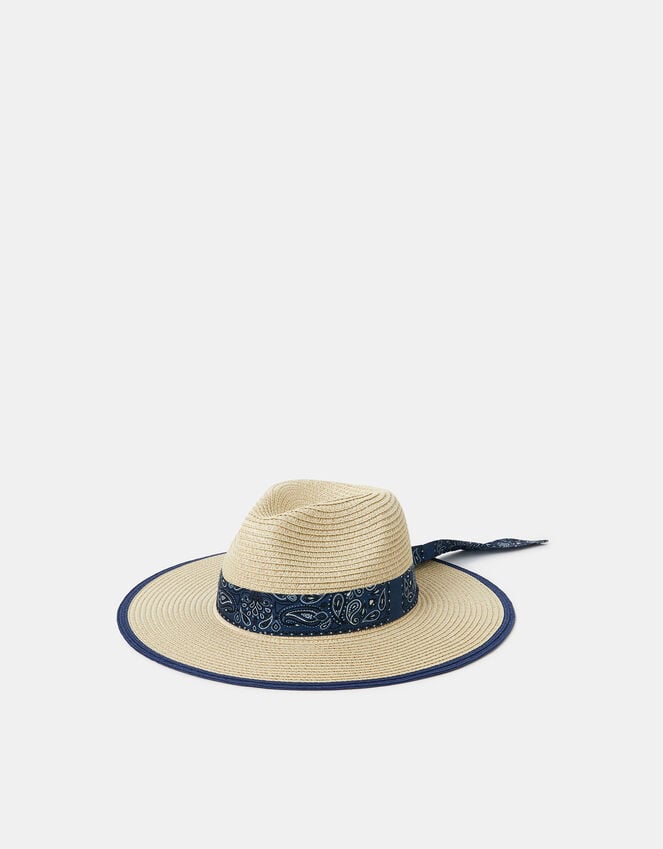 accessorize Bandana Straw Fedora Hat