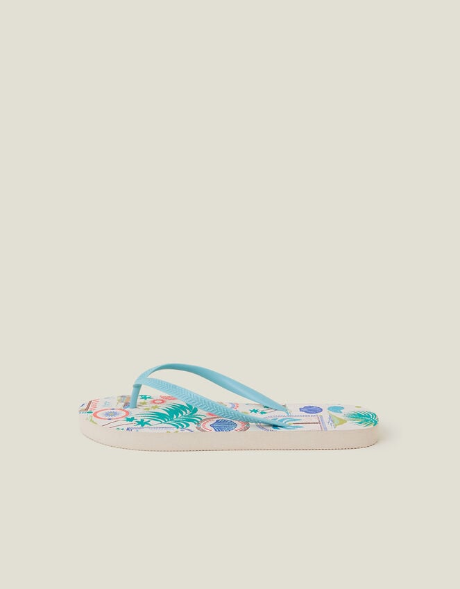 Accessorize Beach Print Flip Flops Multi