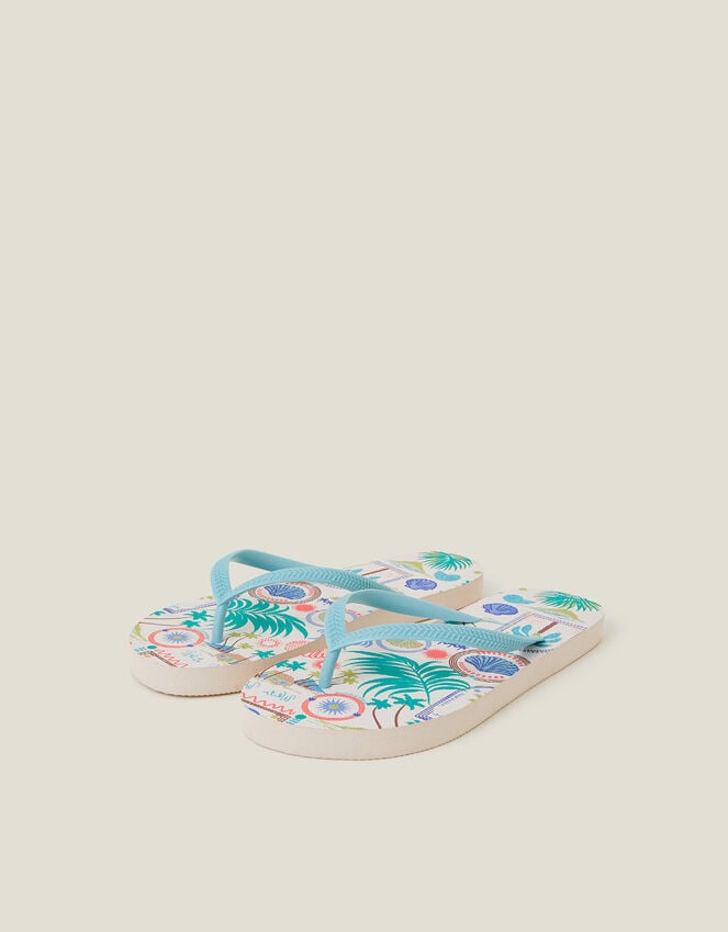 accessorize Beach Print Flip Flops Multi