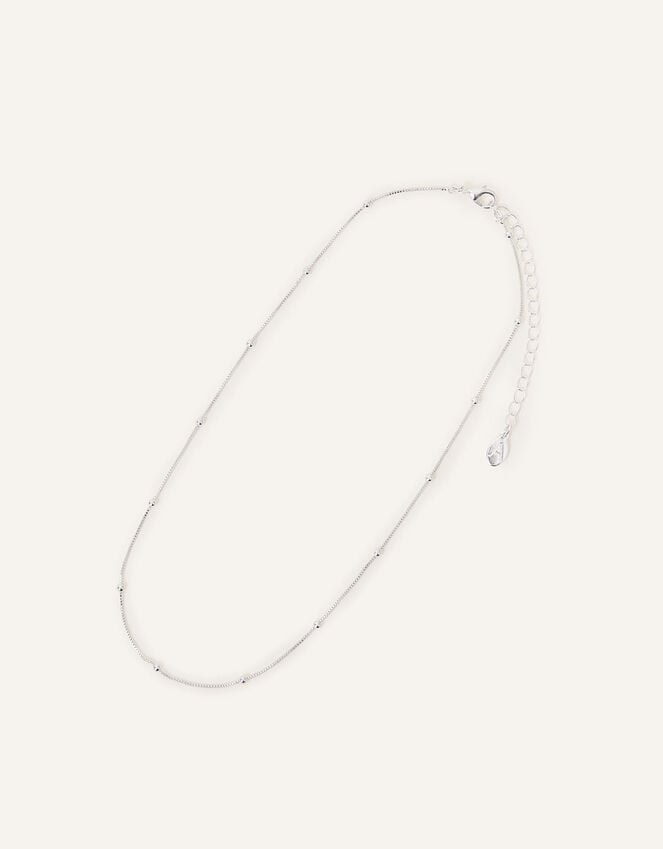 Accessorize Beaded Chain Necklace Silver
