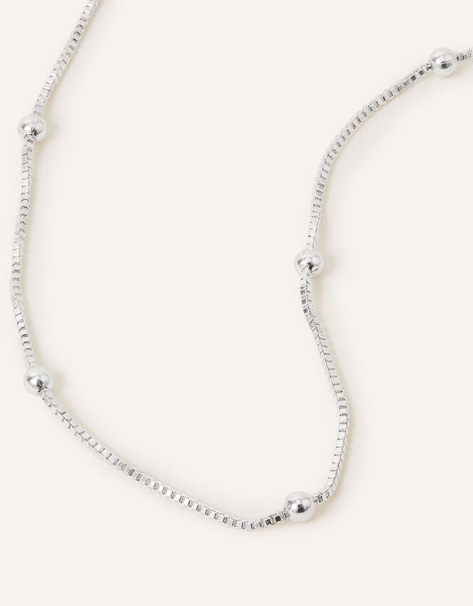accessorize Beaded Chain Necklace Silver