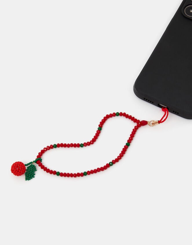 Accessorize Beaded Cherry Wrist Phone Strap