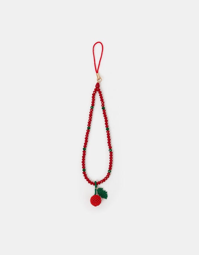 accessorize Beaded Cherry Wrist Phone Strap