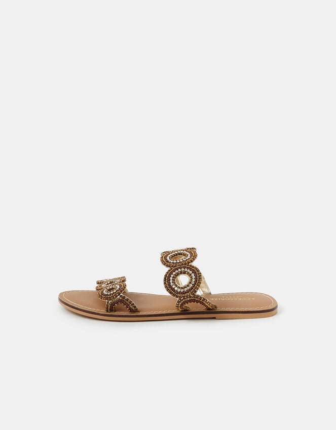 Accessorize Beaded Circle Strap Sandals Brown