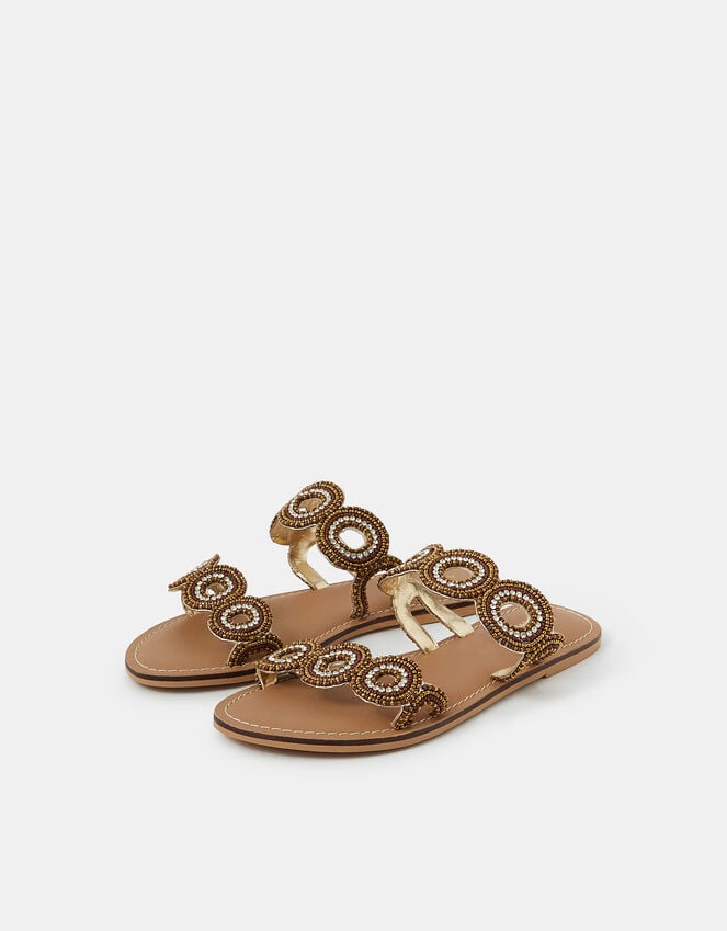 accessorize Beaded Circle Strap Sandals Brown