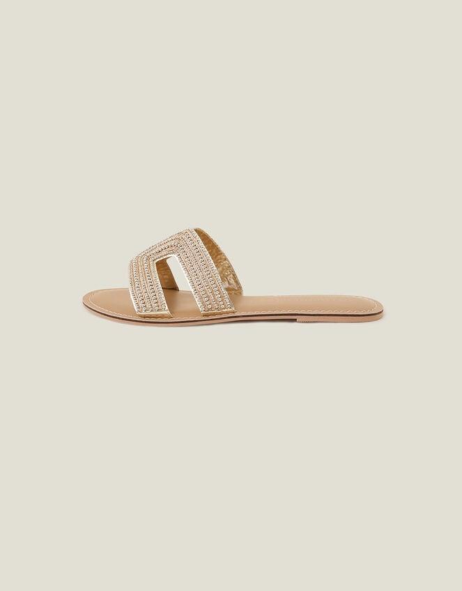 Accessorize Beaded Cut-Out Wide Fit Sandals Gold