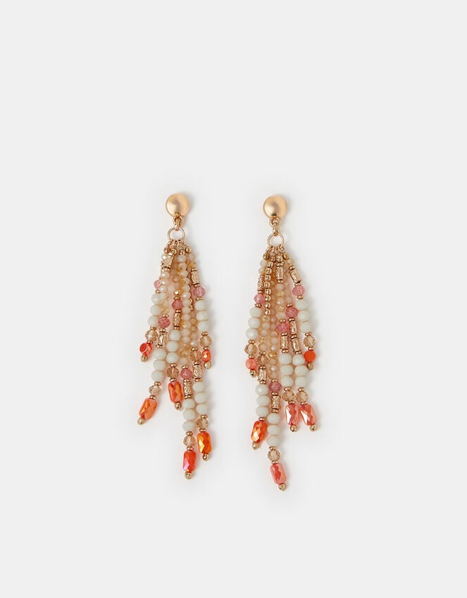 Accessorize Beaded Facet Long Drop Earrings