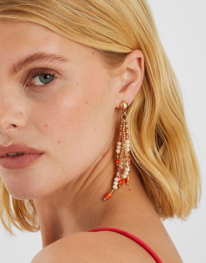 Accessorize Beaded Facet Long Drop Earrings