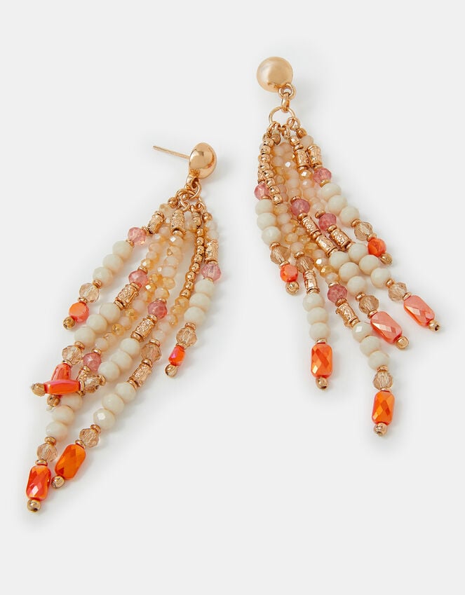 accessorize Beaded Facet Long Drop Earrings