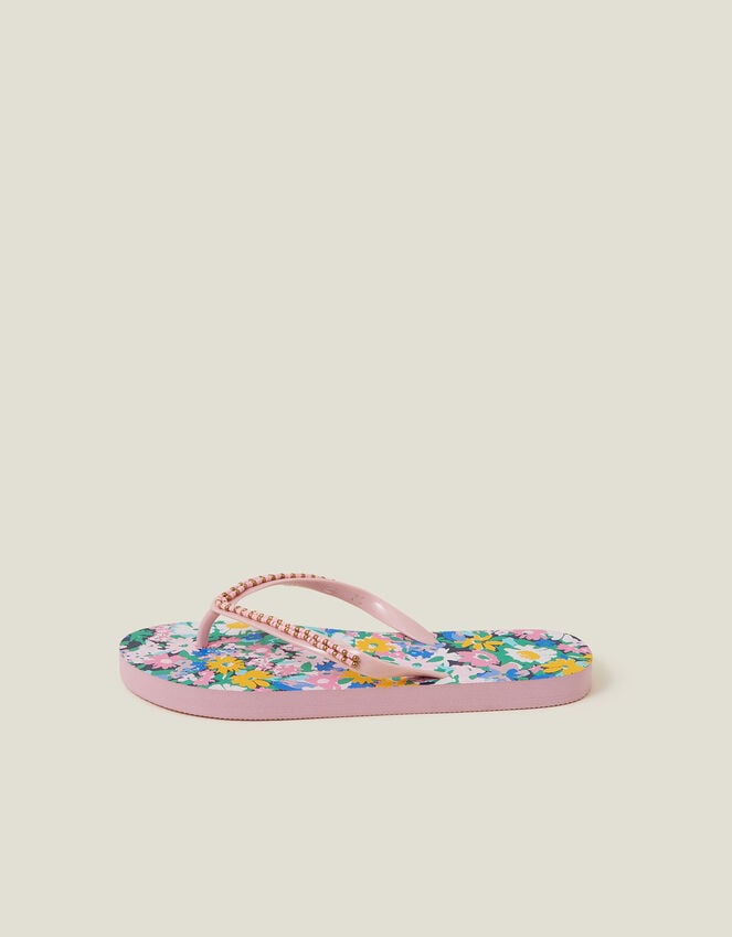 Accessorize Beaded Floral Flip Flops Multi