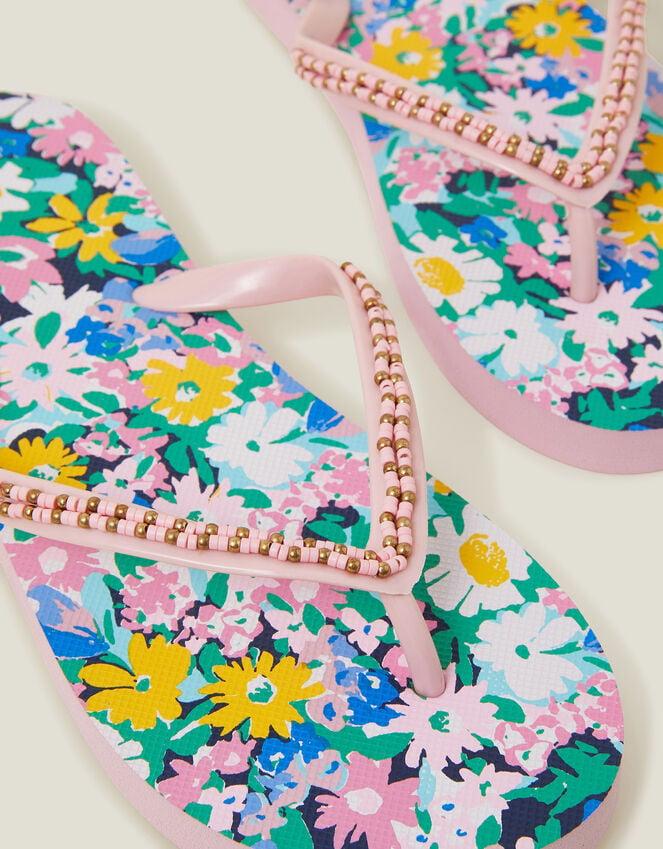 Accessorize Beaded Floral Flip Flops Multi