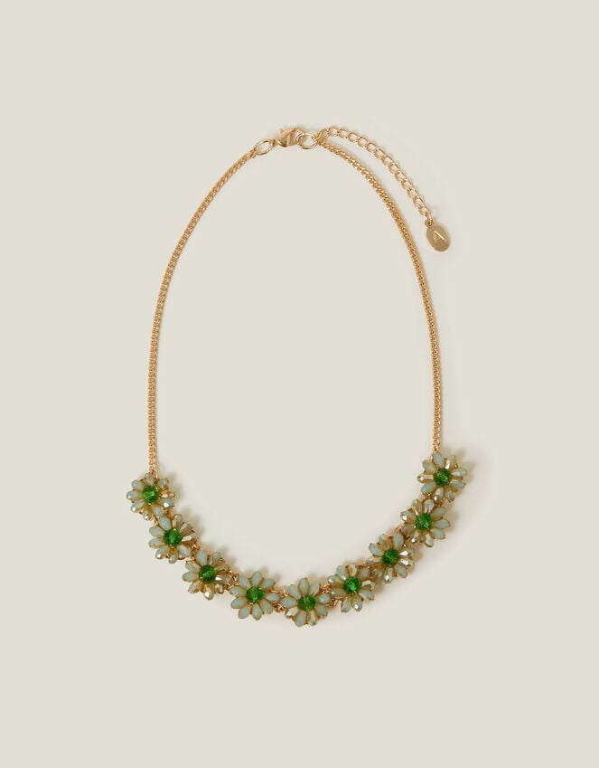 Accessorize Beaded Flower Collar Necklace Green