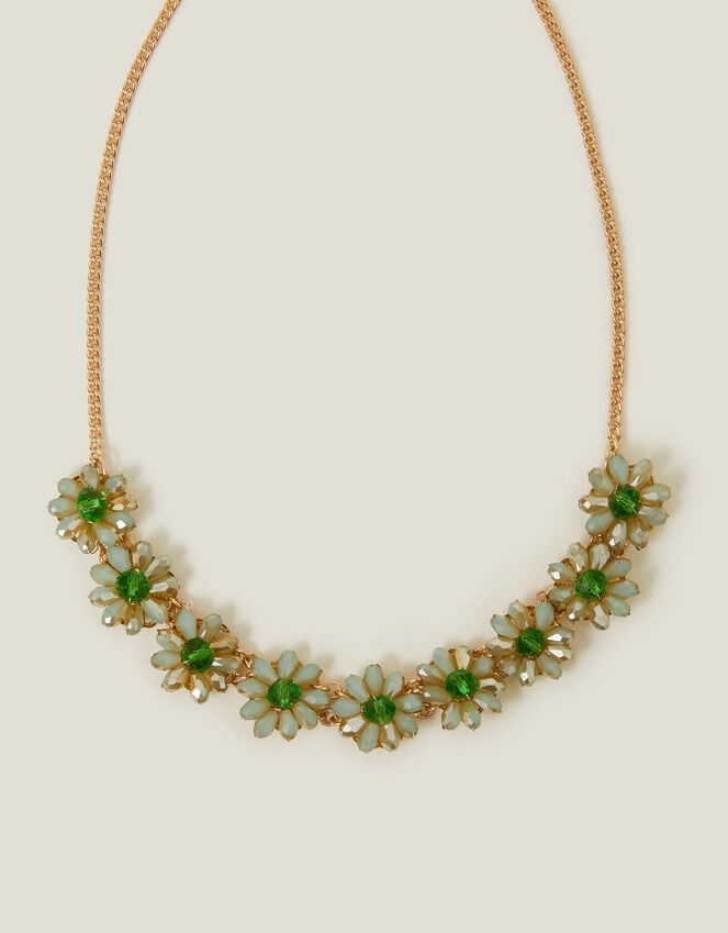accessorize Beaded Flower Collar Necklace Green