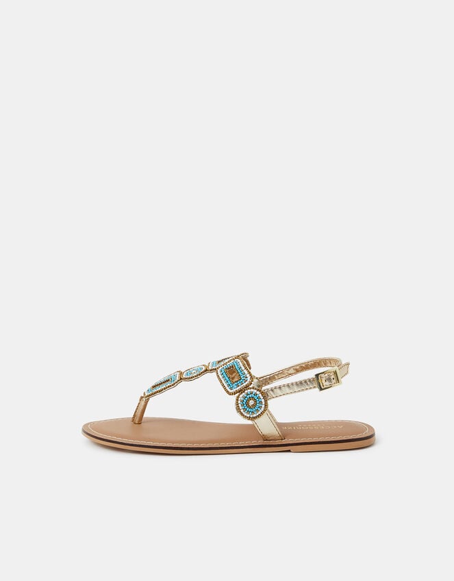 Accessorize Beaded Geometric Strap Sandals Blue