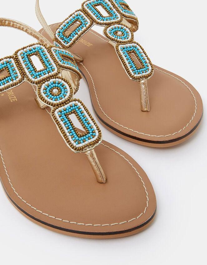 Accessorize Beaded Geometric Strap Sandals Blue