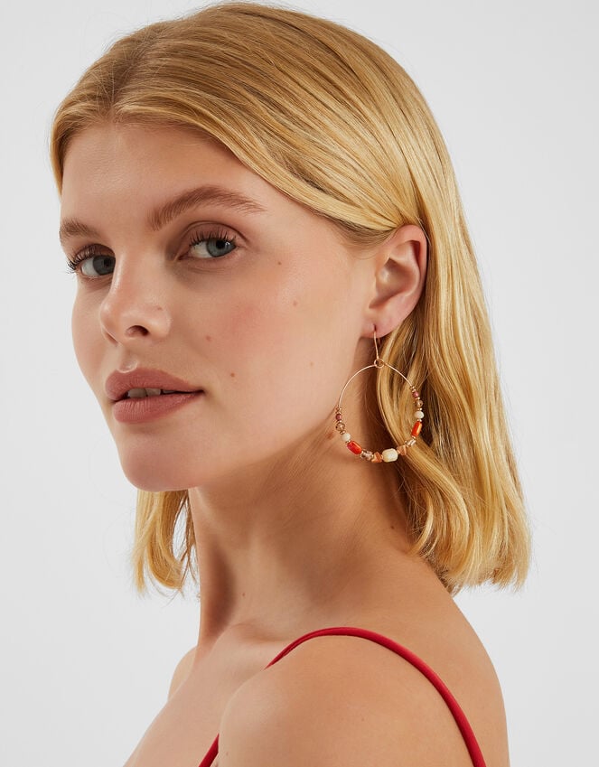 Accessorize Beaded Hoop Mid Drop Earrings