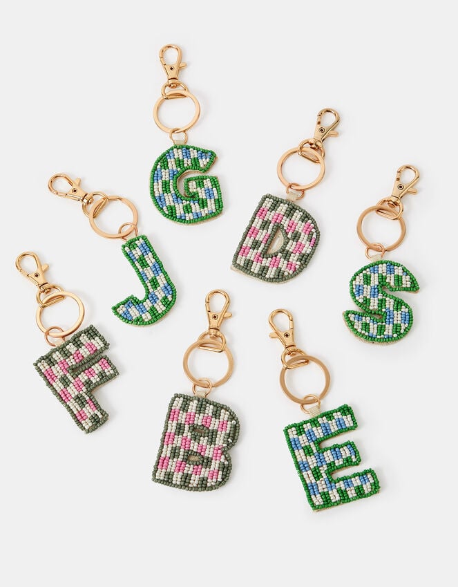 Accessorize Beaded Initial Keyring Multi