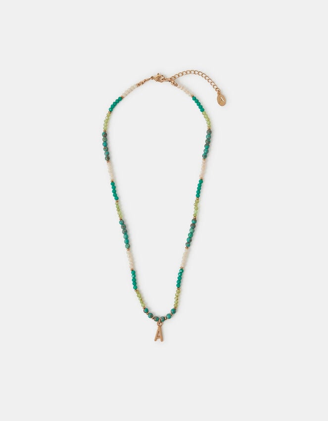 Accessorize Beaded Initial Pendant Necklace Blue